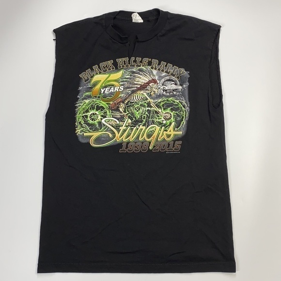 Sturgis 75th Annual Black Hills Motor Classic Rally Cut Off Tshirt 2014 - Picture 3 of 12